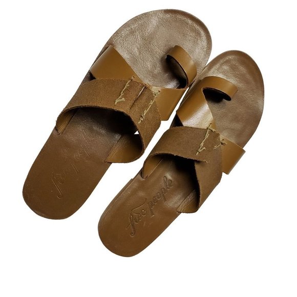 Free People Brown Sandals Minimalist Summer Style - Picture 9 of 14